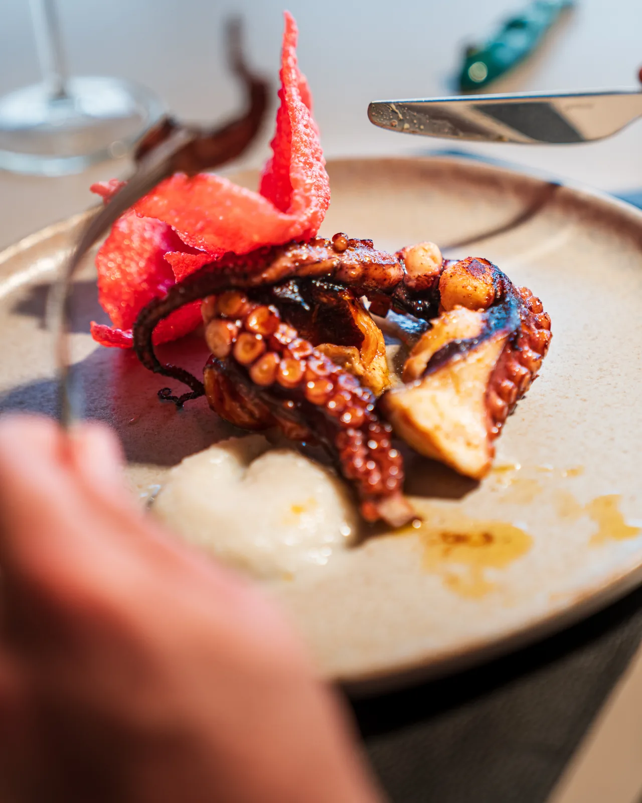 Tentacolo di polpo laccato al barbecue